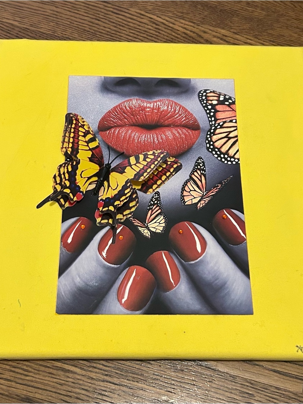 3D Butterfly Lips & Red Nails Pop Art Print Custom by xoxoE
